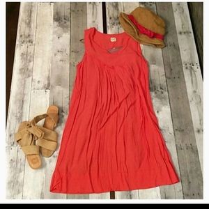 Sz S Anthropologie "Sun Baked Shift" Coral dress with Hat